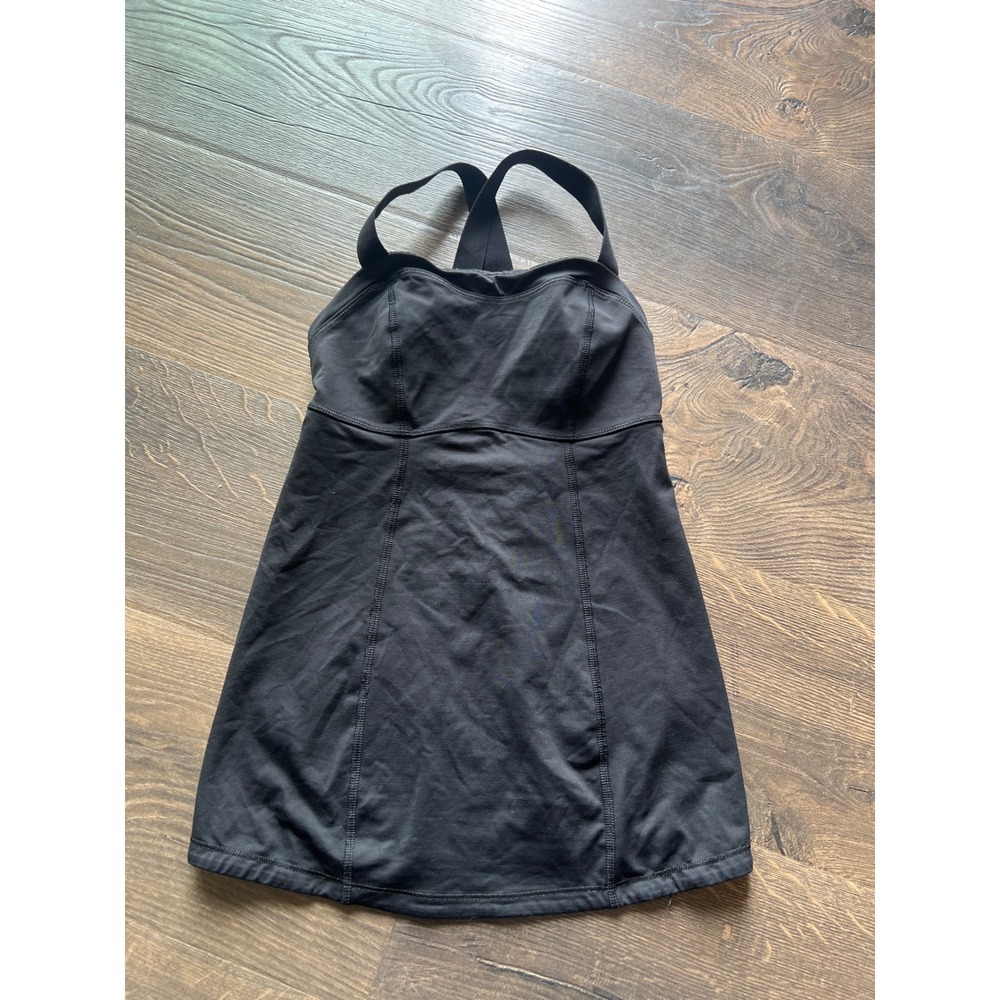 Lululemon Black Activewear Tank Top Built In Bra Adjustable Straps Womens Size 2